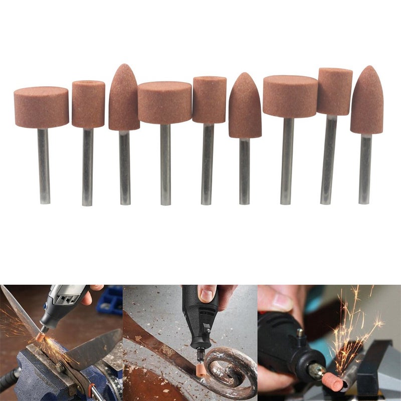 LUO KE Carving Expert 9pcs Abrasive Mounted Stone for Dremel Rotary Tools Grinding Stone Wheel Head Dremel Accessories 1/8 Inch Shank - Image 1
